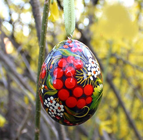 Bemaltes holz Osterei zum Aufhängen | Ukrainische traditionelle Pysanka | Handbemalte Ostereier Kollektion