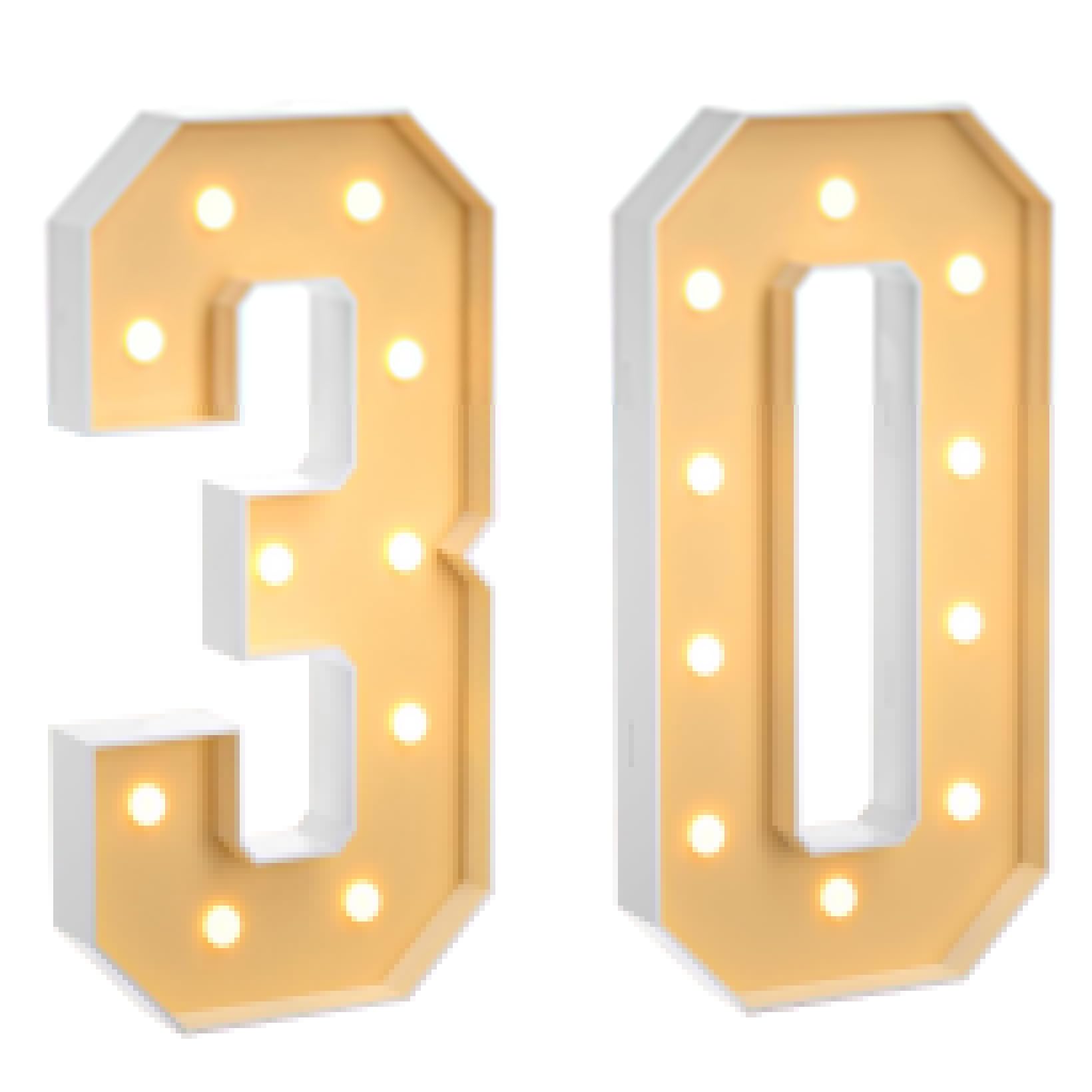 120CM/4FT Marquee Light Up Number 30, Large LED Numbers Lights Marquee Decoration Mosaic Warm White Light Up Sign for Home Party Birthday Wedding Birthday Xmas — image 1