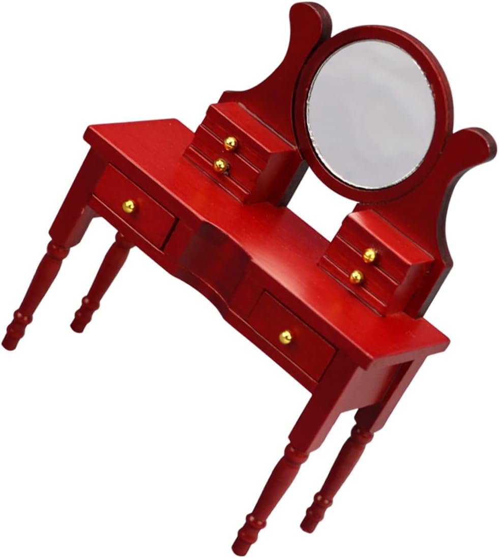 Kisangel Chic Mini Dressing Table for Doll House Lightweight and Easy to Move Mini House Decoration
