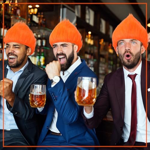 Image of Geyoga 1 Pcs Funny Wig Crazy Hair for Halloween Party,Orange | Funny Colorful Wig Adults Use, Unisex Funky Hairband, Halloween Mardi Gras Cosplay Costume Party Accessories