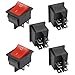 SODIAL(R) 5 x Interruptor Basculante Luz Iluminado Rojo On/Off DPST 16A/250V 20A/125V CA