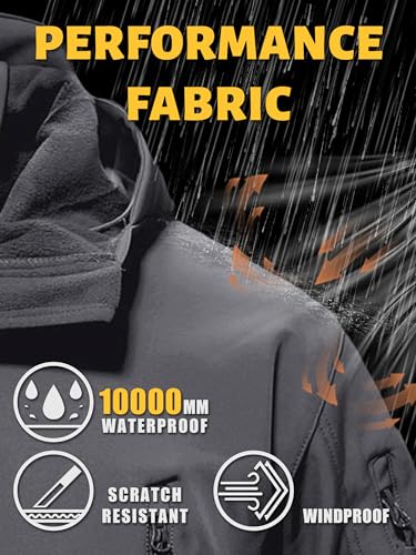 Image of TACVASEN Men's Special Ops Military Tactical Soft Shell Jacket Coat | Waterproof,windproof | Multi-pockets,adjustable hood | Ideal for rain,hiking,snow,ski