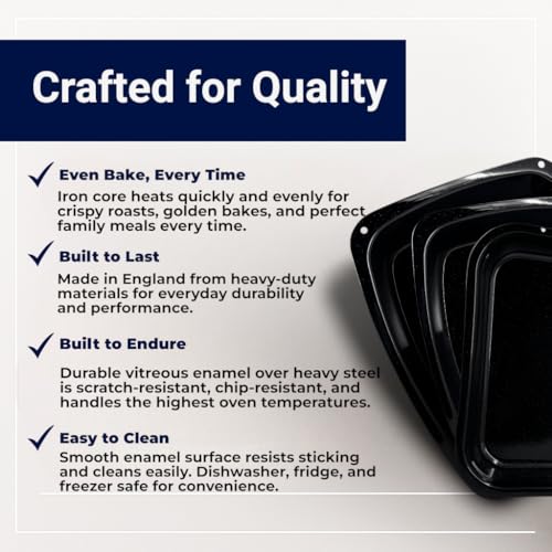 Great British Bakeware Vitreous Enamel Roasting Tray Set - 28, 33, 37cm Baking & Roasting Tray, Heavy Duty Vitreous Enamel Bakeware, Cookware Set, Made in England, Scratch Resistant - Image 5