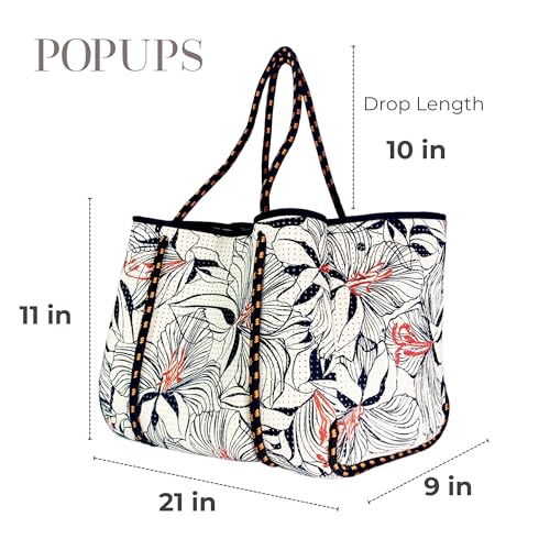 POPUPS Large Neoprene Tote Bag for Women - Printed Everyday Designer Handbag3