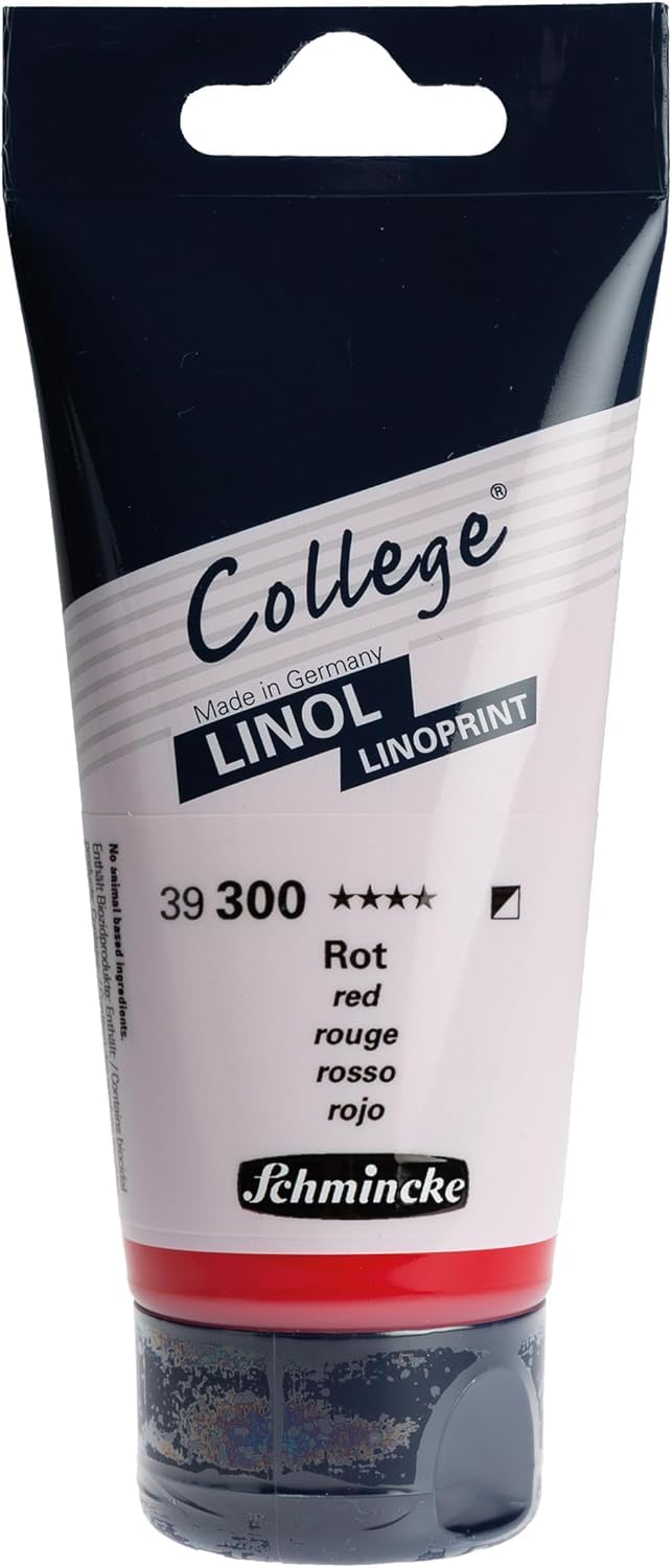 Schmincke - College® Linogravure, set d'impression linogravure avec 5 tubes en 75 ml, 84 001 097, encres d'impression linogravure pour artistes en qualité d'étude, encre d'impression linogravure à faible odeur, impression régulière.