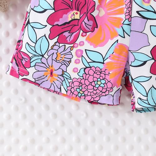 Image of 3-8 T Toddler Girls Clothing Set Ruffle Sleeve Bow Tie Top + Floral Shorts Set