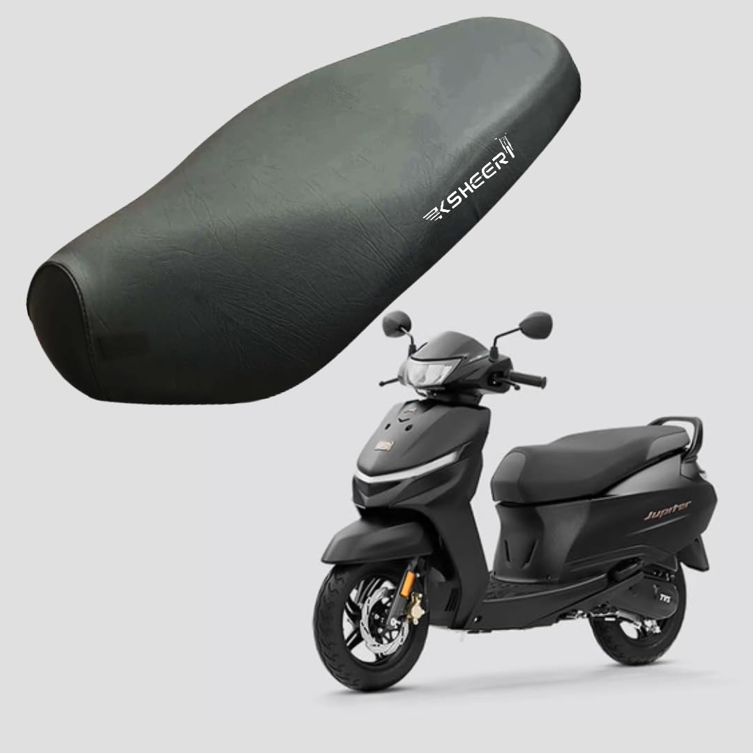 Jupiter 113 Scooty Seat Cover Protect from Rust and Dust, PU Leather Waterproof Durable Seat Cover for Jupiter 113 bs6 (Black)-image-11