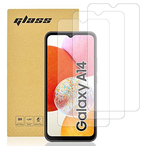 Totill [3 Pack for Samsung Galaxy A14 Tempered Screen Protector, 99.99% HD Clarity 9H Hardness Premium Quality Guard Film Case Friendly, Comfortable Round Edge, Scratchproof Shockproof