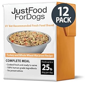 JustFoodForDogs Pantry Fresh Dog Food, Human Grade Turkey & Whole Wheat Macaroni (12 Pack)