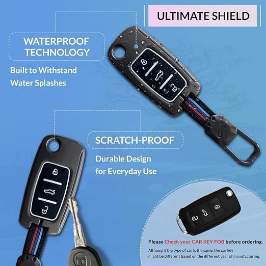 Image of NEODRIFT 'KeyShield' Car Key Cover for Skoda Kushaq (Shape 01, 03 Buttons)