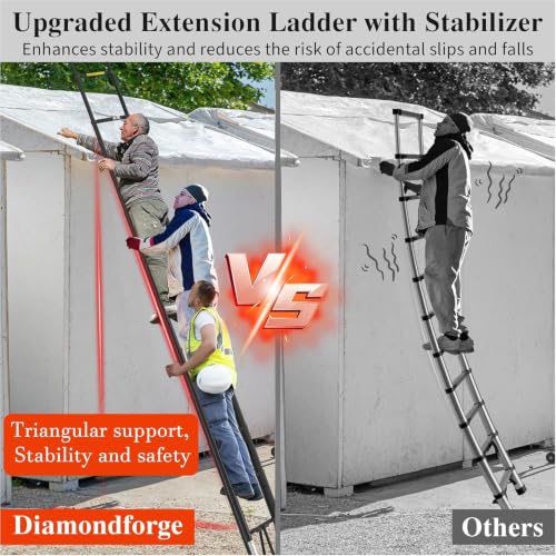 Image of Telescoping Ladder, 16.5 FT 330 Lbs Aluminum Extension Ladder, Black
