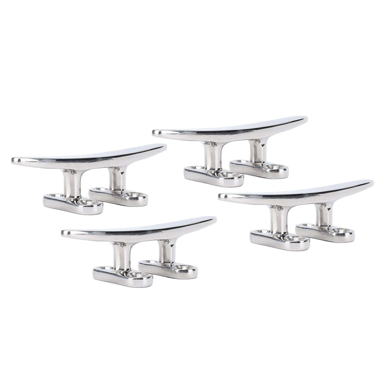 Keenso 4 Pcs Boat Dock Rope Cleat, 4in Boat Tie Down Cleat 316 Stainless Steel Polished Dock Cleat Deck Rope for Speedboat Yacht