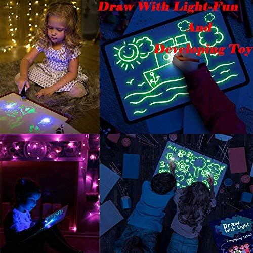 nobrand Draw with Light Fun and Developing Toy UV Luminous Pen Drawing Board Gift Kids (A5)