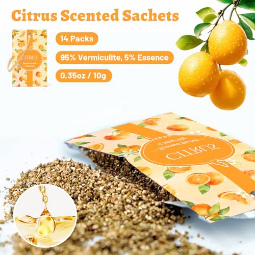 Image of STRN Scented Sachets for Drawer and Closet, Citrus Scent 14 Packs for Home