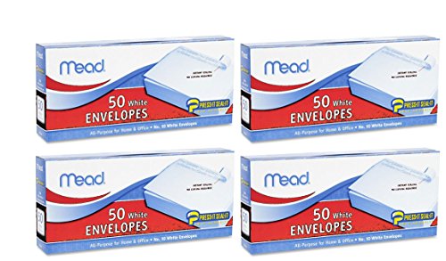Mead Press-It Seal-It  White Envelopes,50-Box,Pack of 4 (75024)