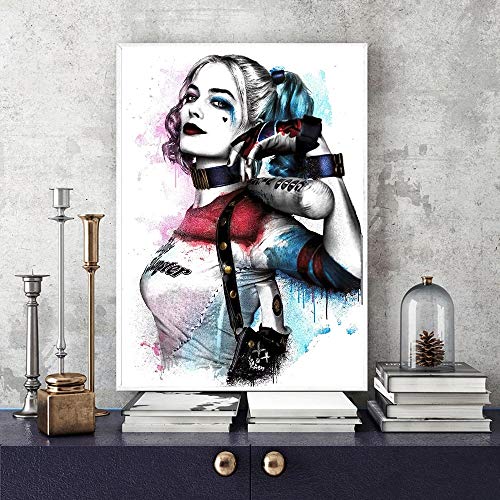 Tpqoaa Cuadro sobre Lienzo Murales Abstracto Harley Quinn Anime 40x60cm Decoración Impresiones de...
