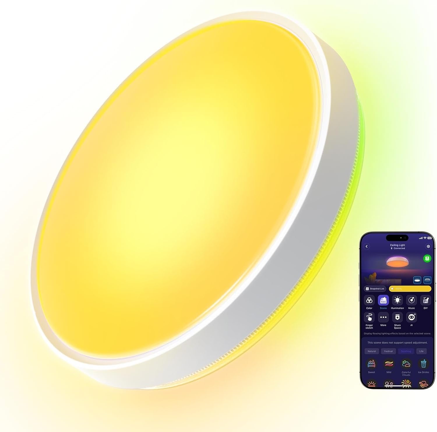 Govee RGBICWW + RGBICWW Round Smart Ceiling Fixture Pro 15 Inch