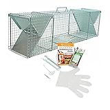 Holtaz Fallen Basic 120x29x31 cm 2 Türen Marderfalle Katzenfalle Fuchsfalle Biberfalle Tierfalle Waschbärfalle Drahtfalle Lebendfalle Mit Extra Köder und Zubehör im Set