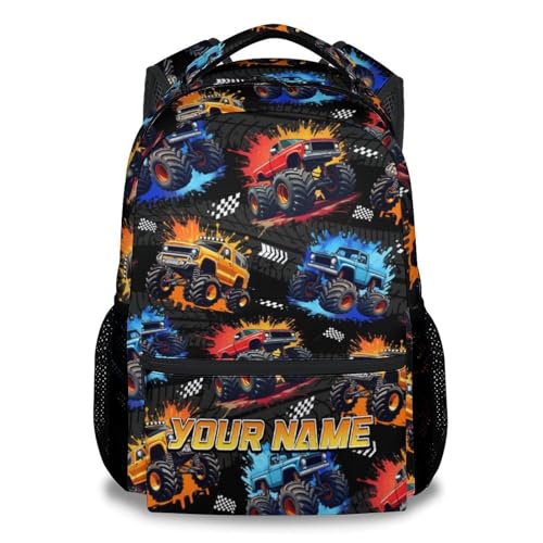 Toddler Backpack - Personalized Truck Backpacks with Name for Boys - Custom Kids Bookbag Gifts for Son - Durable School Bag for Kindergarten/Preschool/Elementary(17 Inch)