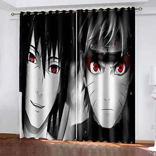 Vorhang Blickdicht Ösen Kinderzimmer Jungen Mädchen Anime-Junge-Mode Motiv 140X160Cm Verdunklungsvorhänge Wohnzimmer Schlafzimmer Thermovorhang Hitzeschutz 2Er Set Fenstergardinen Cover