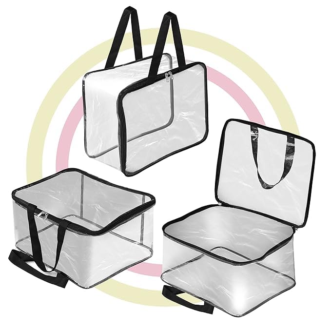 Image of Multipurpose Transparent Storage Bag for Clothes PVC Packing Organizer For Sarees Clothes - 40x32x22 CM (Pack Of 10)