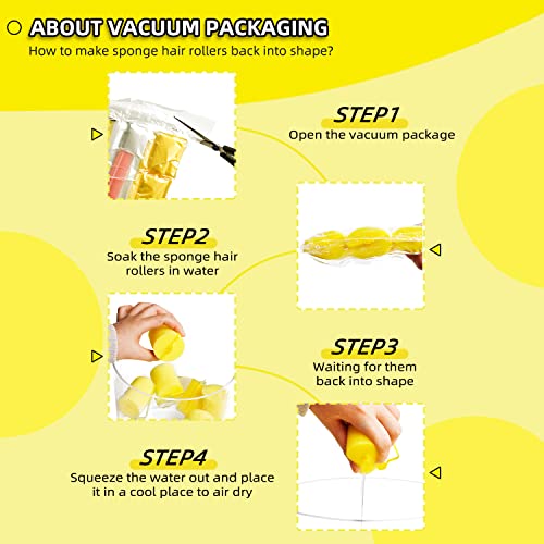 Jumbo Foam Sponge Hair Roller Soft Sleeping Rollers Curvy Wavy Hairstyle Curling Hair Styling Tools 24 Pieces Use For Long Hair Short Hair Ladies And Children 2"X2.75"(Yellow) #TOP2