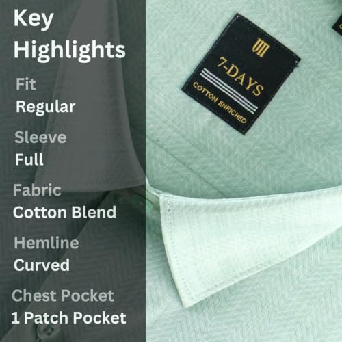 Image of 7-DAYS Premium Men's Formal Shirts - Cotton Rich, Textured Self-Design, Full Sleeve, Regular Fit, Wrinkle Resistant, with Pocket - Perfect for Office
