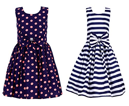 Image of Casual Frock for Baby Girls,Blue Printed and Olive Printed,Pack of 2