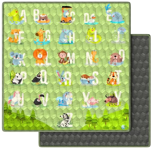 Tapis d'eveil bebe pliable pour jeu exterieur et chambre 120 cm