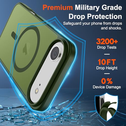 Image of SUPFINE Magnetic for iPhone Air Case (Compatible with MagSafe)(Military Grade Drop Protection) Slim Translucent Matte Shockproof with Anti-Fingerprint Phone Cover for 17 Air,Cangling Green