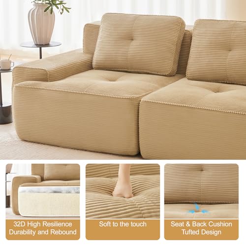 Image of Corduroy Modular Sectional Sofa, Oversized Cloud Couches for Living Room