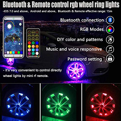 Addsafety 4Pcs 15.5Inch Rgb Led Wheel Ring Light Kit Bluetooth Control W/Turn Signal And Braking Function Can Controlled By Remote And App(Double Row) #TOP1