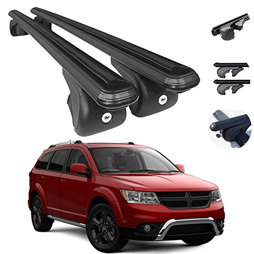 OMAC Roof Rack Cross Bars Lockable Luggage Carrier Fits Dodge Journey 2009-2021 | Aluminum Black Cargo Carrier Rooftop Luggage Bars 2 PCS.
