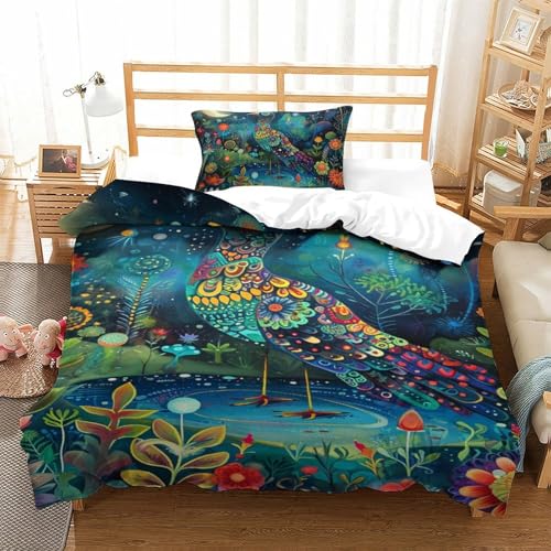 Parure de lit microfibre douce oiseau 3D avec finitions zippées durables - 2