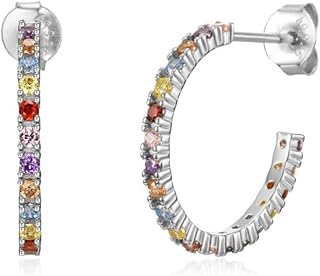 Pendientes de circonita cúbica para mujer, aretes de aro chapados en oro Huggie en forma de C, regalo colorido de moda