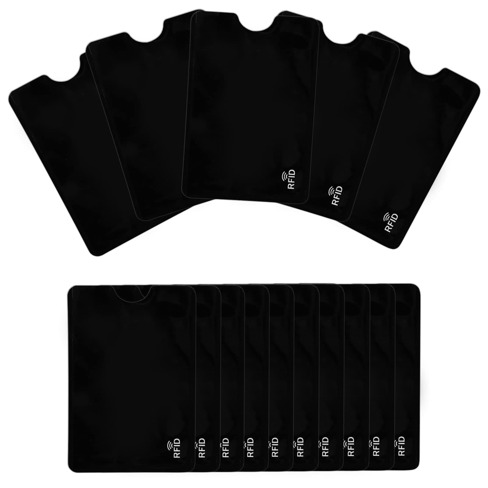 Black RFID Blocking Sleeves, [10 Pack ] [TUV Certification] Anti-Theft Credit Card Protector RFID & NFC Contactless Card Security Holders Prevent Identity Theft for Credit, Debit Cards, Passport