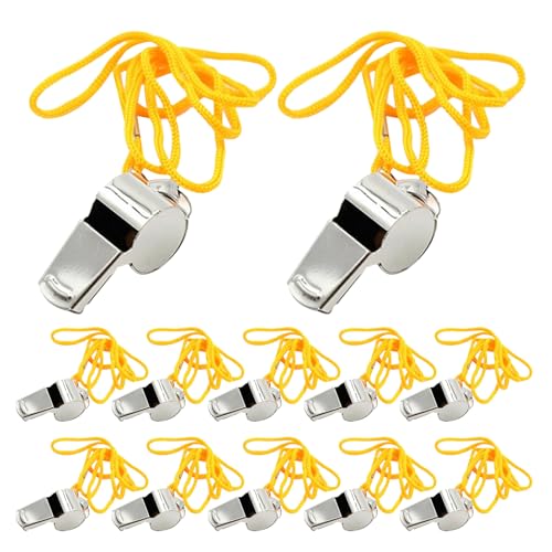 48 silbatos deportivos de acero inoxidable con cordón miniatura 1