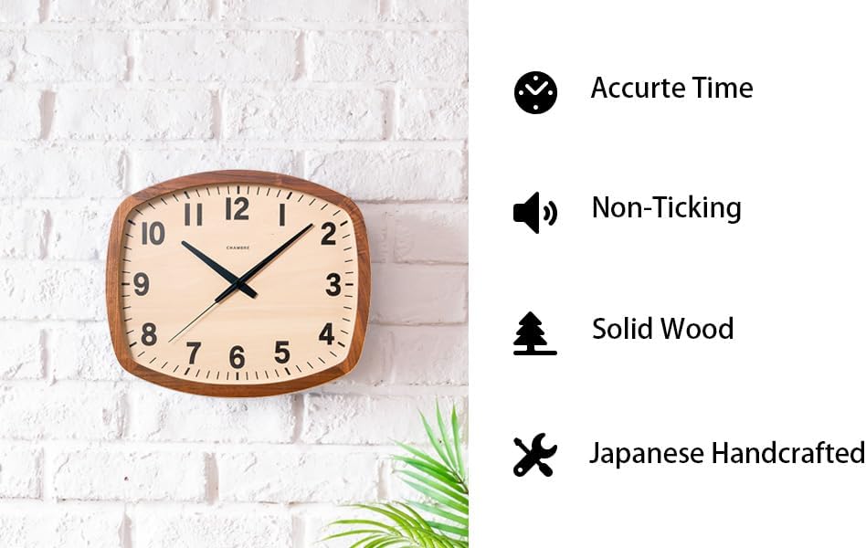 Miniatura 6 de Relojes de pared japoneses hechos a mano, madera maciza de nogal norteamericano, funciona con pilas, cuadrado rústico decorativo para sala de estar,