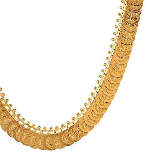 Image of VAMA FASHIONS 24 Inch South Indian Gold Plated Traditional Long Laxmi Coin Kasu Necklace Temple Jewellery Haram kasulaperu Haaram Chain Wedding Jewellery for Women & Girls