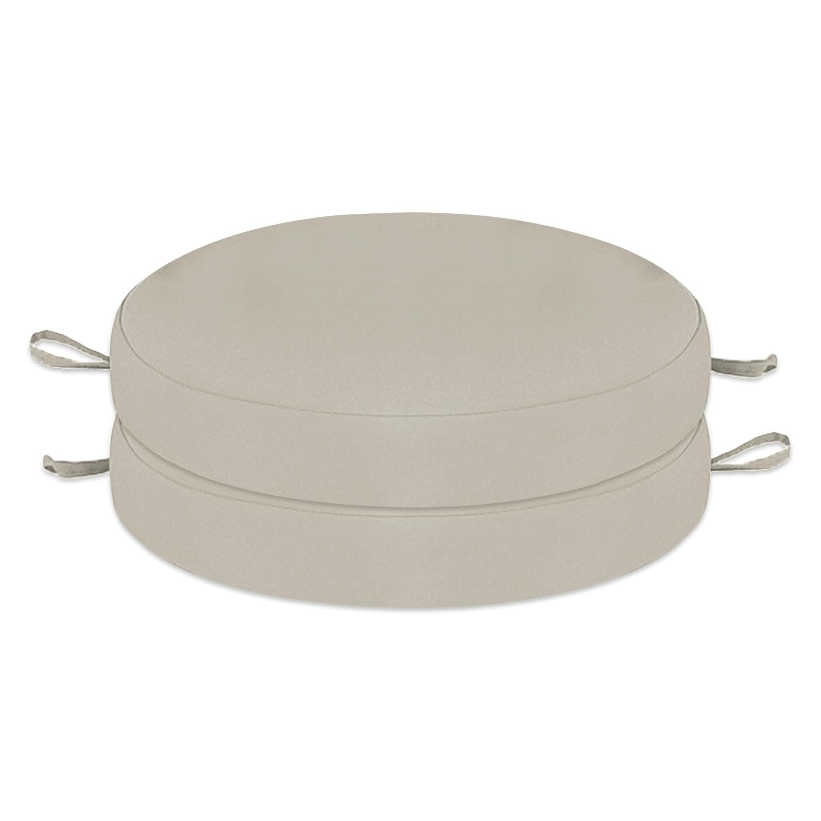 Wokuaile Outdoor Bistro Chair Cushions Set of 2, Waterproof Outdoor Round Seat Cushions with Ties for Home Garden Furniture, Grey, 20x20x2 In