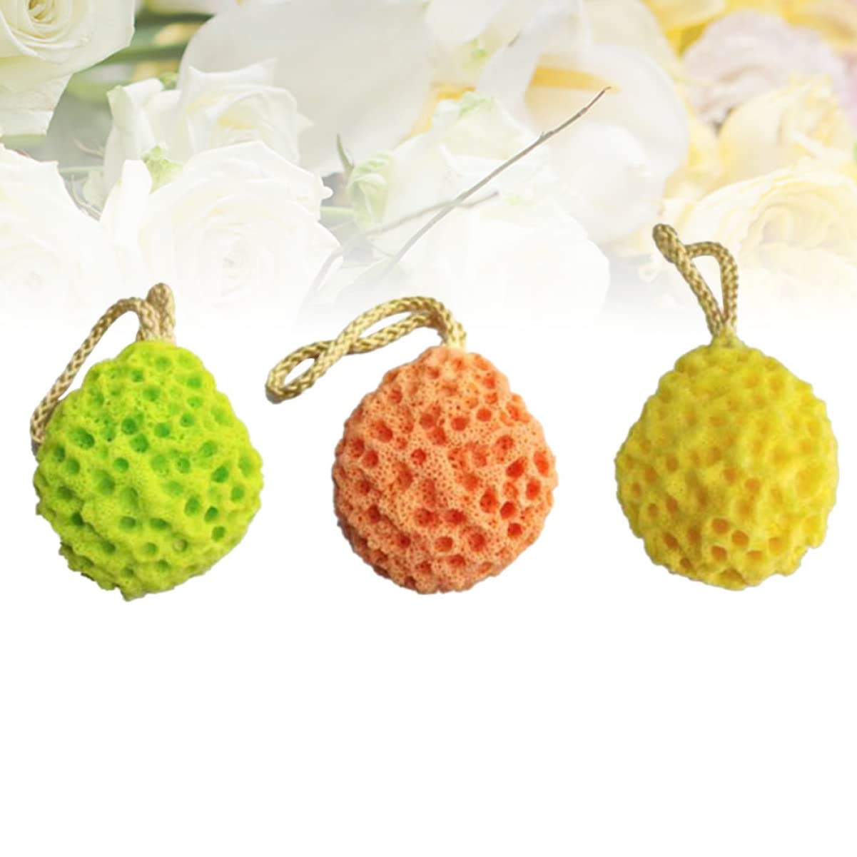 FRCOLOR 9piezas Esponjas Exfoliantes De Con Cuerda Colgante Accesorios Para Adultos y Verde Para Limpieza y Masaje Casa Hotel o