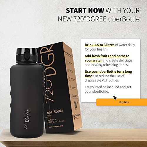 Image of 720DGREE Water Bottle 2l inchuberBottle inch softTouch +Sieve - BPA-Free, Leakproof, Reusable Drinking Bottle - XXL Sports Bottle for all Day Hydration, Gym, Fitness, Office, University, Hiking, Travel