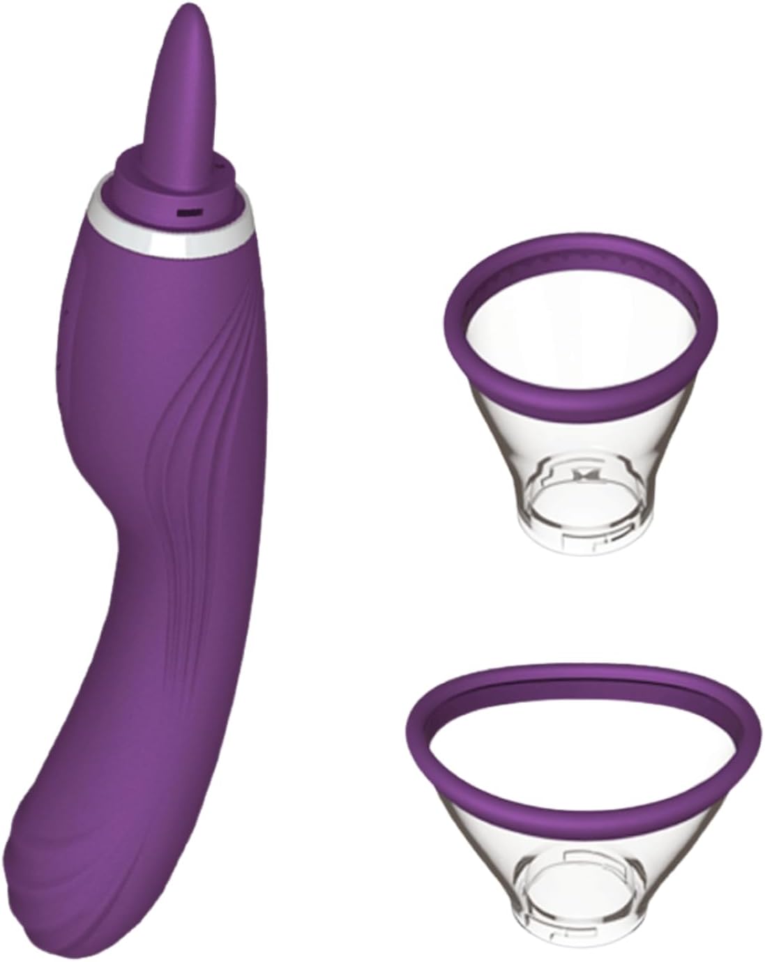 3-in-1 Vibrator with Clit-Licking Tongue & Pussy-Pump - G-Spot Dildo Sex Toys - 8x8 Vibration Functions - Hypoallergenic Silicone - 10.25 Inches Rechargeable - Purple