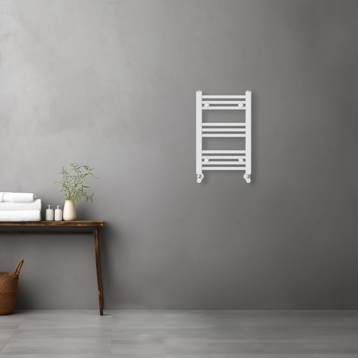 Warmehaus White Contemporary Straight Heated Bathroom Towel Rail Radiator Rad - 600X400mm
