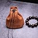 Vintage Purse Leather Pouch Drawstring Bag Jewelry Storage Bag Coin Purse - Brown