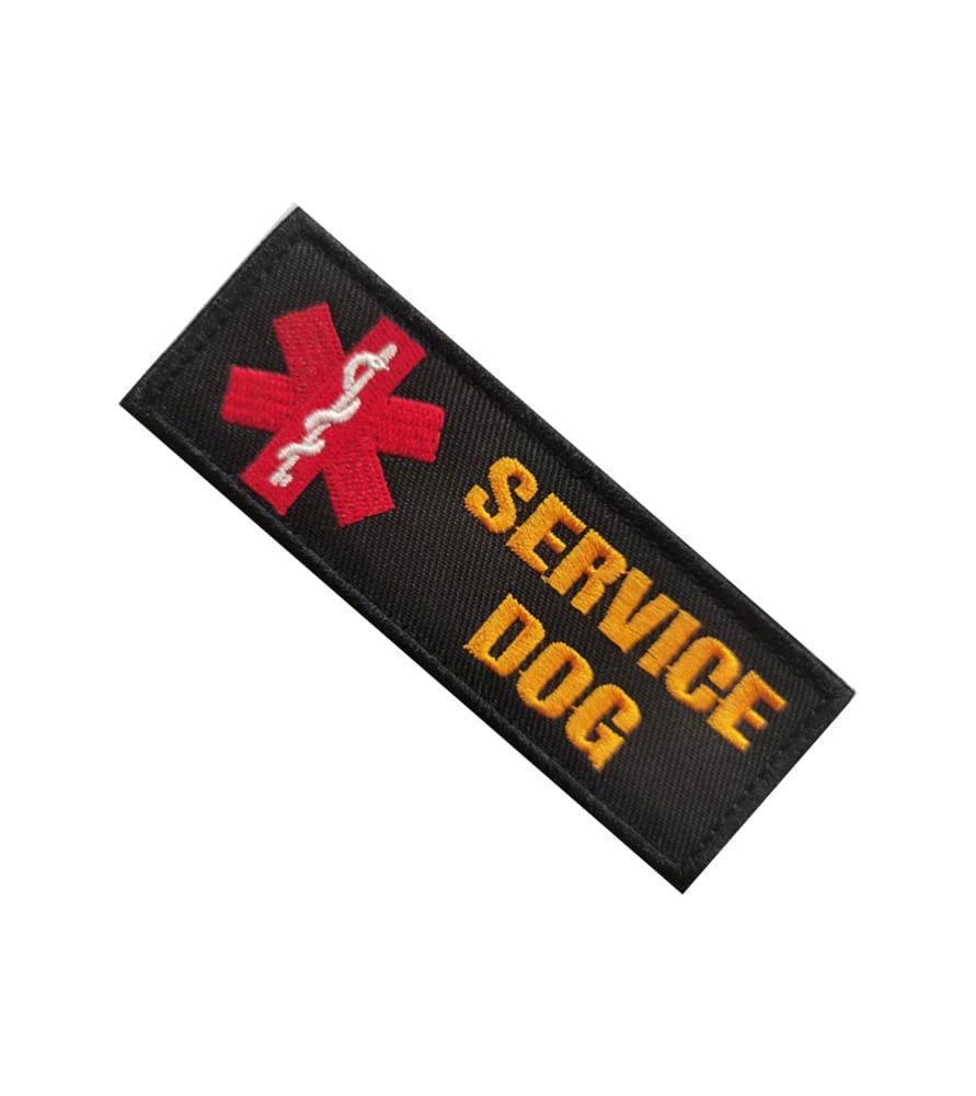 Service Dog Emblem Embroidered Fastener Hook & Loop Patch 2 Pieces (Service Dog)