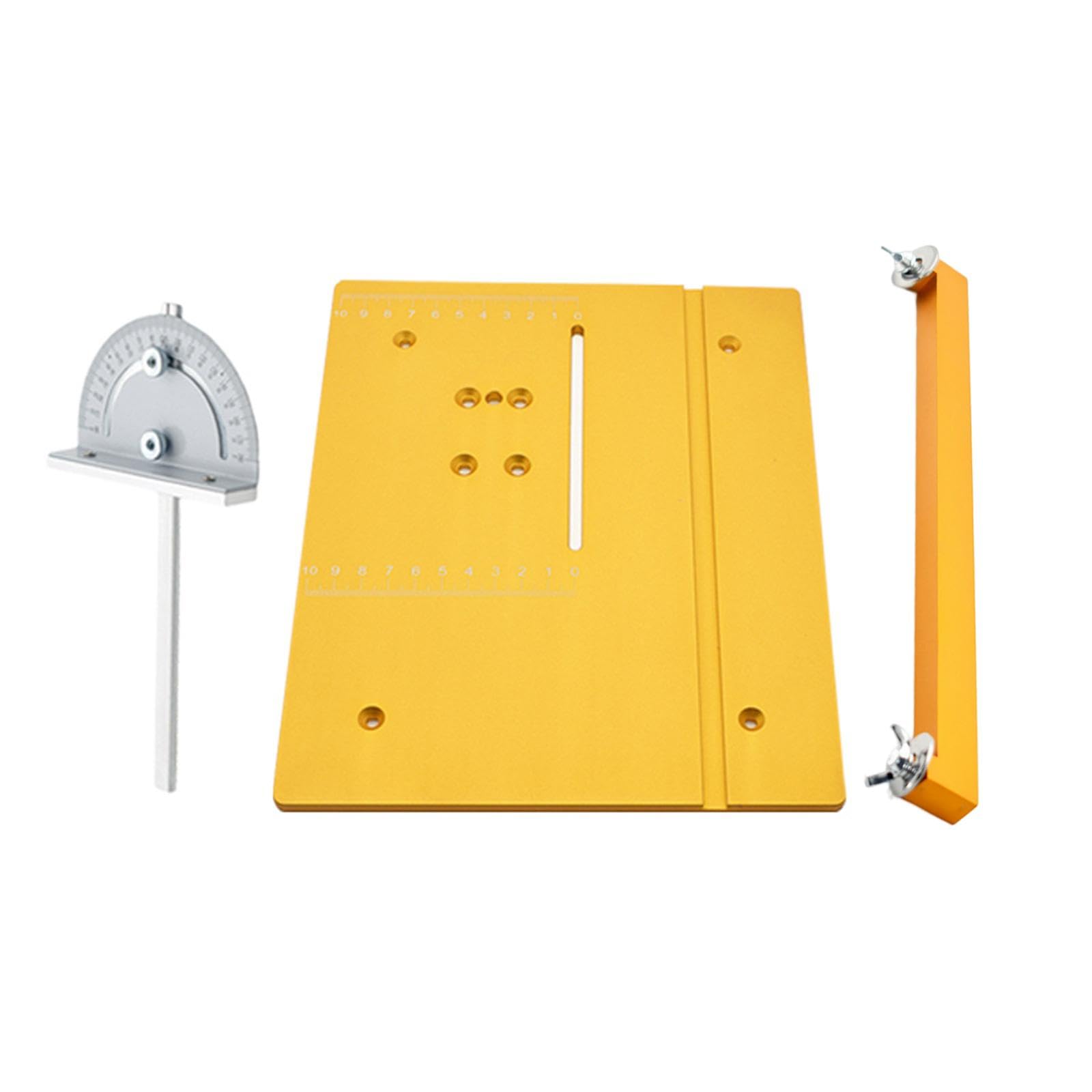Router Insert Plate de Aluminio para Banco de Carpintero con Placa Ajustable Soporte Deslizante Guía Perfilada Y Máquina para Recorte Adecuado, Dorado