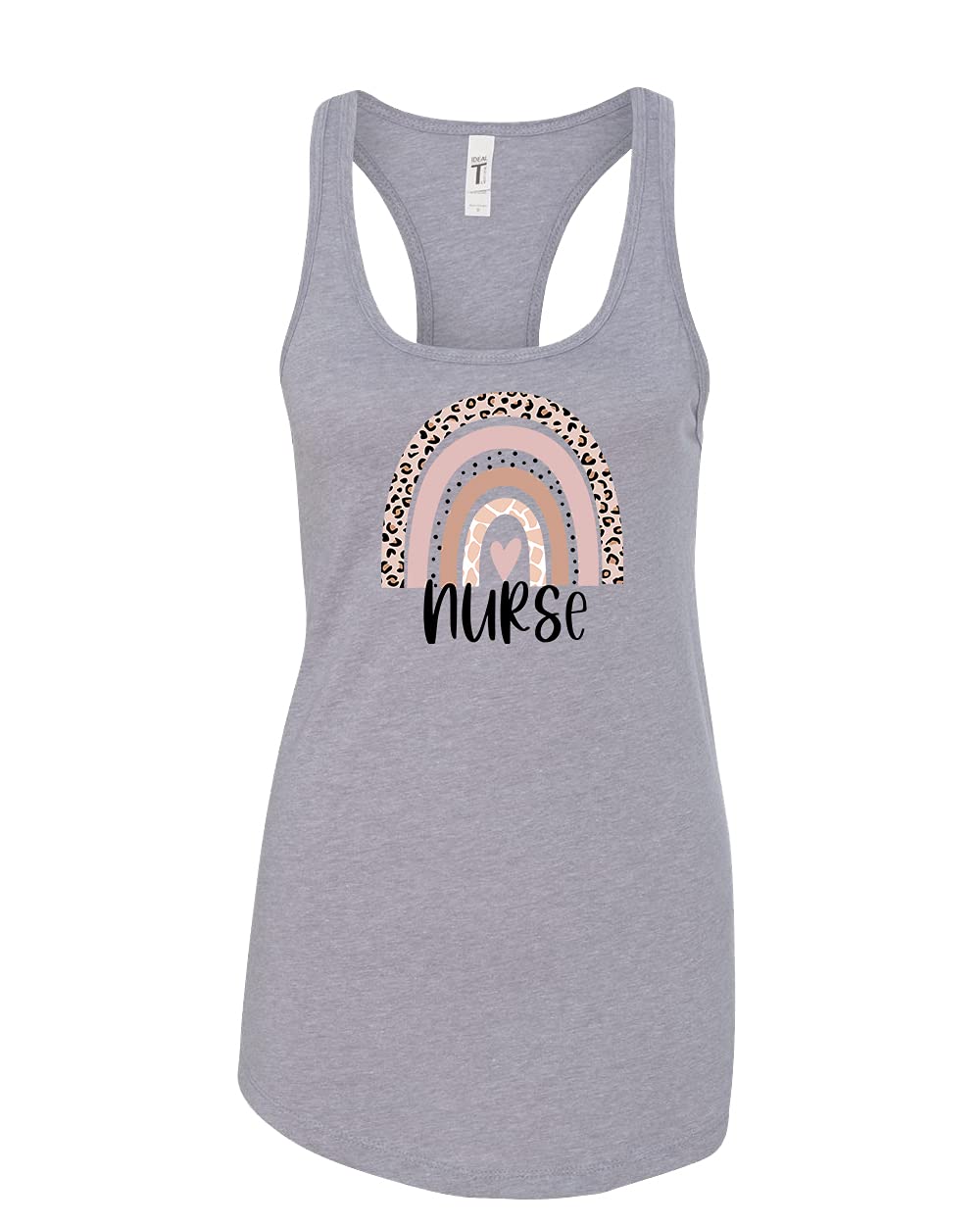 Women's Nurse Appreciation Cheetah Print Boho Rainbow Nurse Ladies Racerback Tank Top
