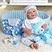 BABESIDE 9 Pcs Reborn Baby Doll Clothes Set for 17-22 Inch Dolls, Reborn Baby Dolls Accessories Doll Bassinet with Bottle Pacifier and Bear Toy for Realistic Newborn Babydolls, Blue