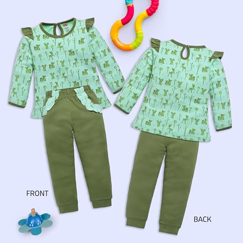 Image of LuvLap Baby Girls 100% Cotton Full Sleeve Top & Pyjama Sets, Pack Of 02